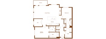 B16 - 2 bedroom - 2 bath - 2D floor plan