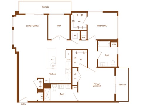 B18 - 2 bedroom - 2 bath - 2D floor plan
