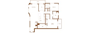 B19 - 2 bedroom - 2 bath - 2D floor plan