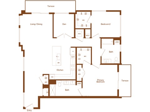 B19 - 2 bedroom - 2 bath - 2D floor plan