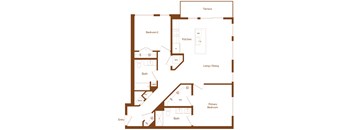 B2 - 2 bedroom - 2 bath - 2D floor plan