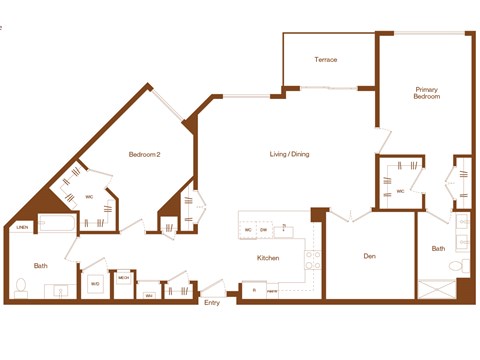 B20 - 2 bedroom - 2 bath - 2D floor plan