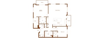 B21 - 2 bedroom - 2 bath - 2D floor plan