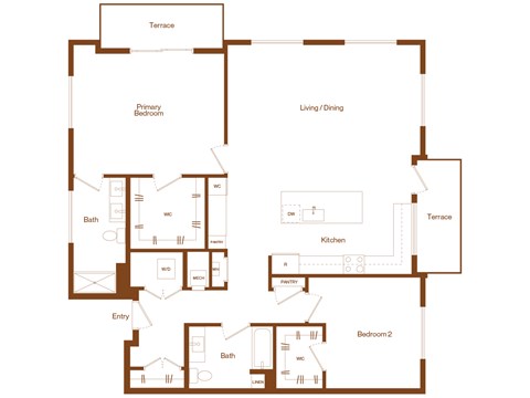 B21 - 2 bedroom - 2 bath - 2D floor plan