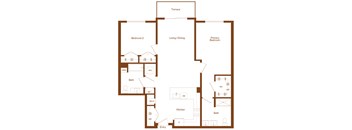 B3 - 2 bedroom - 2 bath - 2D floor plan