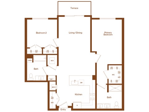 B3 - 2 bedroom - 2 bath - 2D floor plan