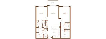 B5 - 2 bedroom - 2 bath - 2D floor plan