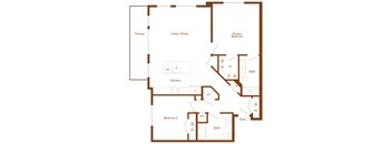 B7 - 2 bedroom - 2 bath - 2D floor plan