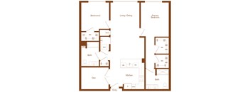 B8 - 2 bedroom - 2 bath - 2D floor plan