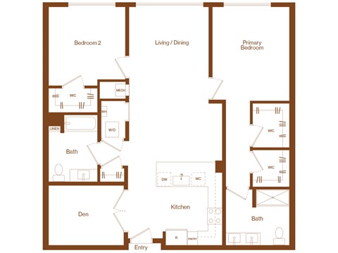 B8 - 2 bedroom - 2 bath - 2D floor plan