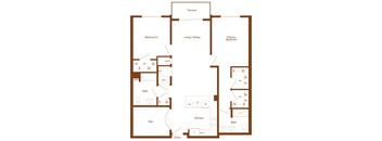 B9 - 2 bedroom - 2 bath - 2D floor plan