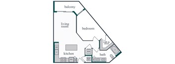 A2.1 - 1 bedroom 1 bathroom - 2D - The Remy