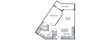 A2.2 - 1 bedroom 1 bathroom - 2D - The Remy