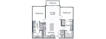 B1 - 2 bedroom 2 bathroom - 2D - The Remy