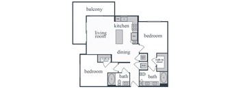 B2 - 2 bedroom 2 bathroom - 2D - The Remy