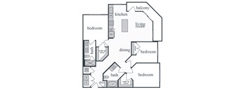 C1 - 3 bedroom 2 bathroom - 2D - The Remy