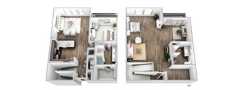 Juncture B12 floor plan 1 bed 2 baths 3D