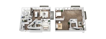 Juncture B13 floor plan 2 beds 3 baths 3D