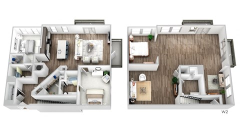 Juncture B13 floor plan 2 beds 3 baths 3D
