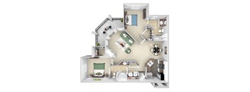 Park Del Mar - B3 - Degas - 2 bedroom - 2 bathroom - 3D floor plan