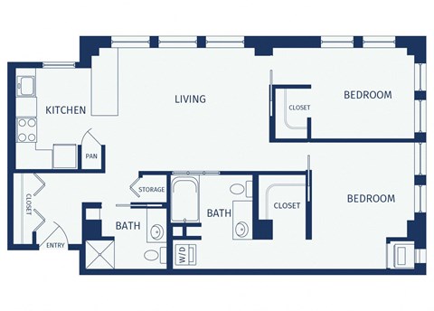 a floor plan of an apartment with a bedroom and a living room