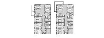 two layouts of floor plans of different floors of a house