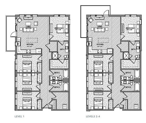 two layouts of floor plans of different floors of a house
