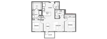 A black and white floor plan of a house with labeled rooms.