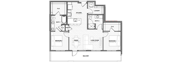 A black and white floor plan of a house with labeled rooms.