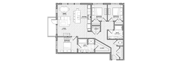 a floor plan of a small house with bedrooms and a living room
