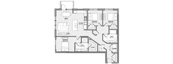 architectural plan of a house with furniture on a white background
