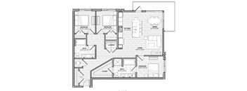 a floor plan of a house with bedrooms and a living room