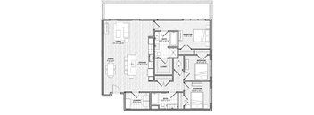 a floor plan of a small house with bedrooms and a garage