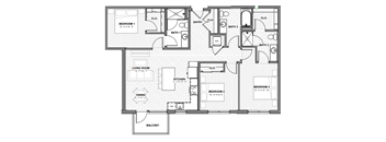 A black and white floor plan of a house with labeled rooms.