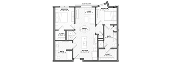 a floor plan of a bedroom apartment