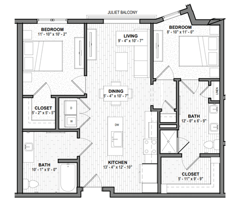 a floor plan of a bedroom apartment