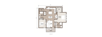 A floor plan of a 1,186 square foot home.