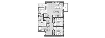 a floor plan of an apartment building with bedrooms and a garage