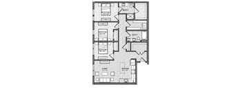 a floor plan of a house with a combination of bedrooms and a living room