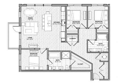 a floor plan of a small house with bedrooms and a bathroom