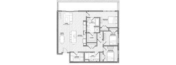 a floor plan of a small house with bedrooms and a garage