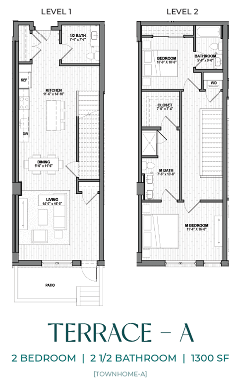 A floor plan for a two bedroom apartment with 1 300 square feet.