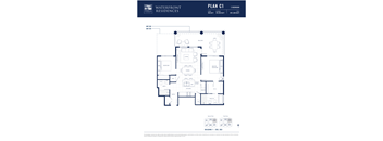 A floor plan for a 2 bedroom apartment at Waterfront Residences.