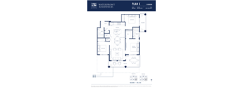 A floor plan for a 3 bedroom apartment at Waterfront Residences.