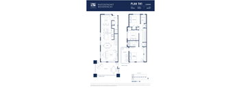 A floor plan for a 3 bedroom apartment at Waterfront Residences.