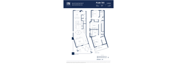 A floor plan for a 3 bedroom apartment at Waterfront Residences.