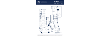 A floor plan for a 3 bedroom apartment at Waterfront Residences.
