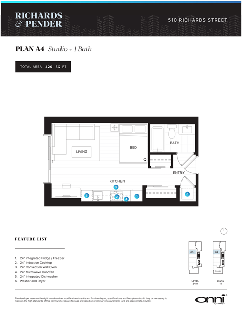 A floor plan for a studio apartment with a bath is shown.