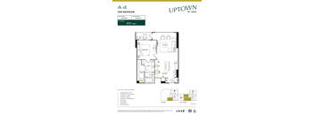 A floor plan for an apartment by Uptown by Onni shows a one bedroom apartment is 851 square feet.