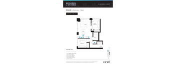 A floor plan for a 2 bedroom, 1 bath apartment with a total area of 705 sq ft.